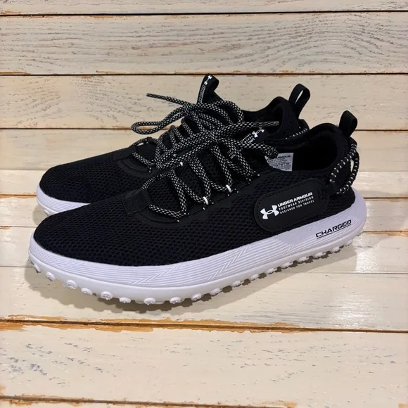 Under Armour Fat Tire Black and White Athletic Shoes with Lightweight Design - Picture 3 of 10